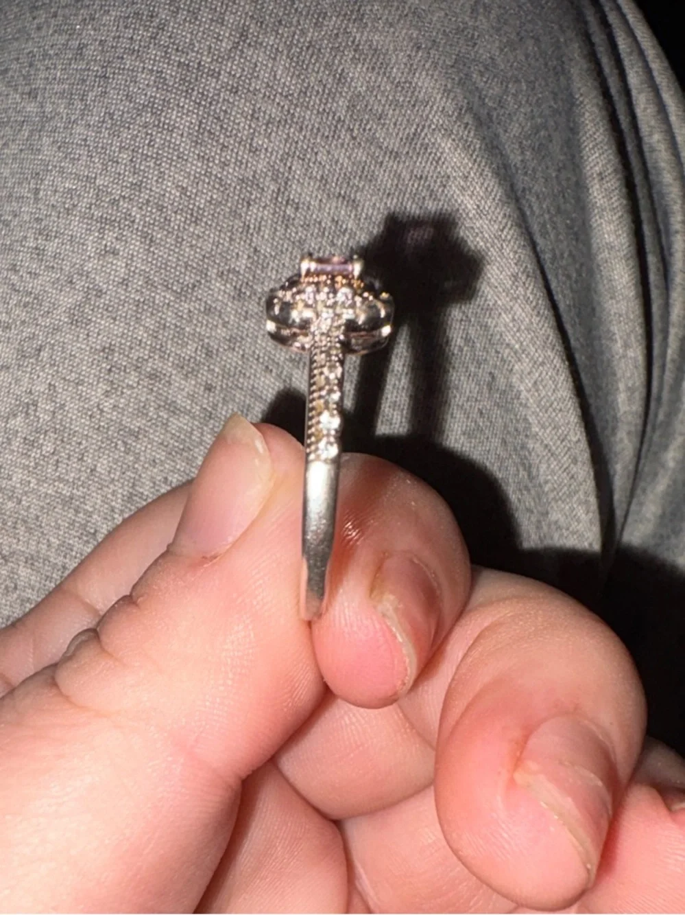 Pink Tourmaline And Diamond Ring In Sterling Silver - Picture 3 of 7